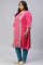 Pink Placement Printed Festive Plus Size kurta