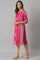 Dark Pink Mock Layered  Beadwork Kurta