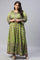 Plus Size Green Floral Printed Indie Dress