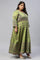 Plus Size Green Floral Printed Indie Dress