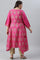 Plus Size Pink Flared Paisley Print kurta