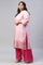 Cameo Pink Floral Printed And Embroidered Plus Size kurta