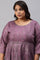 Plus Size Purple Festive Gathered Shantung Dress