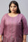 Plus Size Purple Shantung Mukaish Printed kurta