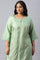 Pistachio Green Mukaish Printed Plus Size kurta