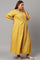 Yellow Glitter Printed Mock Layered Embellished Plus Size Kimono Jumpsuit