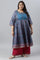 Deep Blue Printed And Embroidered Plus Size kurta