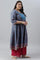 Deep Blue Printed And Embroidered Plus Size kurta