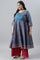 Deep Blue Printed And Embroidered Plus Size kurta