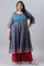 Deep Blue Printed And Embroidered Plus Size kurta