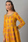 Mustard Paisley Printed Embroidered Ethnic Dress