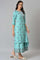 Light Blue Glitter Printed Angrakha Jumpsuit