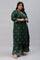 Green Glitter Printed Angrakha Plus Size Jumpsuit