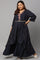 Navy Blue Heavy Festive Plus Size Gillet Kimono Jumpsuit