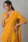 Mustard Printed And Embroiderd Insta Saree Dress