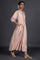 Light Pink Foil Printed Pleated Dress With Belt