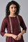 Maroon Gold Glitter Printed kurta