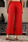 Red Glitter Printed Rayon Parallel Pants