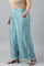 Plus Size Aqua Blue Shantung Straight Parallel Pants