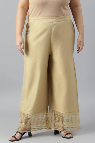 Gold Plus Size Parallel Pants With Brasso Panel