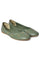 W Embroidered Green Round Toe Flat