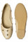 W Embroidered Beige Round Toe Flat