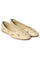 W Embroidered Beige Round Toe Flat