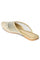 W Embroidered Beige Square Toe Flat