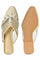 W Embroidered Beige Square Toe Flat