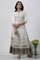 White Glitter Printed Kurta And Skirt Set