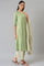 Light Green Embroidered kurta With Printed Parallel Pants And Dupatta