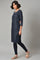 Dark Blue Embroidered kurta With Tights