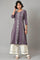 Dusky Purple Floral Printed kurta With Ecru Parallel Pants And Printed Dupatta