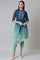 Dark Blue Ombre Cowl kurta With Tights