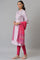 Light Purple Embroidered kurta With Pink Tights And Dupatta