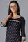 Black Floral Printed Straight Kurta and Palazzo Set