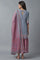 Grey Mock Layer Dress with Pink Organza Dupatta