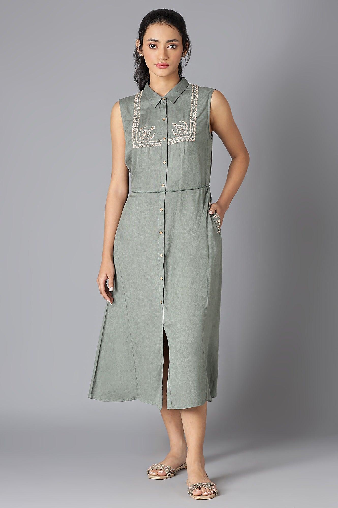 Sage Green Sleeveless Dress