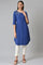 Blue Button Down kurta With Embroidery