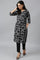 Midnight Black Printed kurta