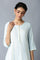 Light Blue Yarn-Dyed kurta In Round Neck