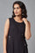 Black Sleeveless Angrakha Jumpsuit in Round Neck