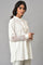 White Panelled Shirt With Embroidered Organza Sleeves