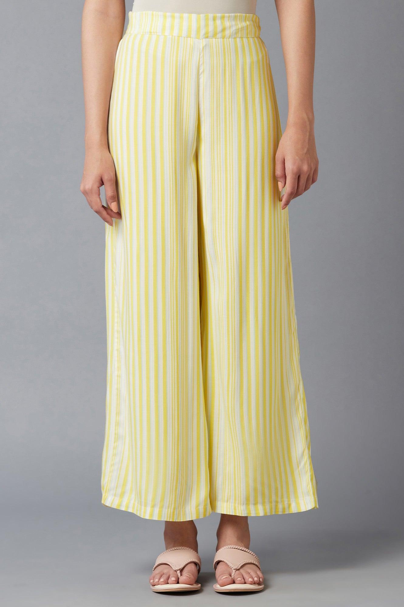 Yellow Solid Parallel Pants