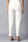 Ecru Solid Slim Pants With Thread Embroidery