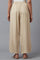 Beige Straight Silhouette Flared Pants