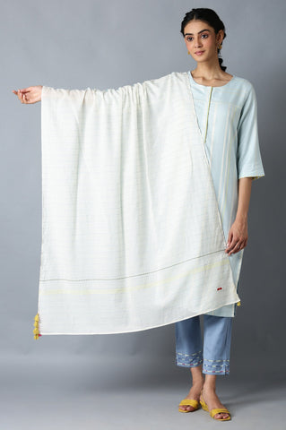 Light Blue Yarn-Dyed Cotton Dupatta