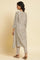 Smoke Grey A-Line Printed Kurta & Pants Set