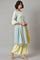 Ecru Rayon Dobby kurta With Yellow Parallel Pants And Ecru Dupatta