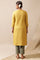 Mustard Embroidered Kurta In Silk Viscose Tussar